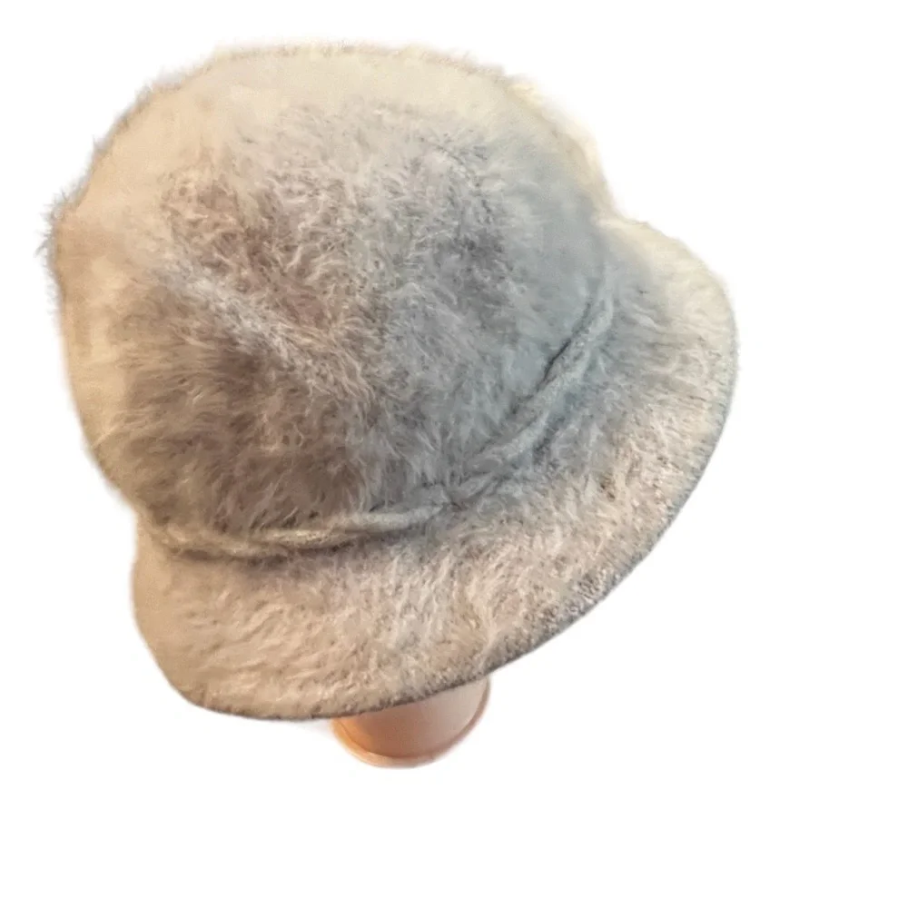 St Michael Grey Rabbit Fur Blend Bucket Hat Made in the UK OSFM